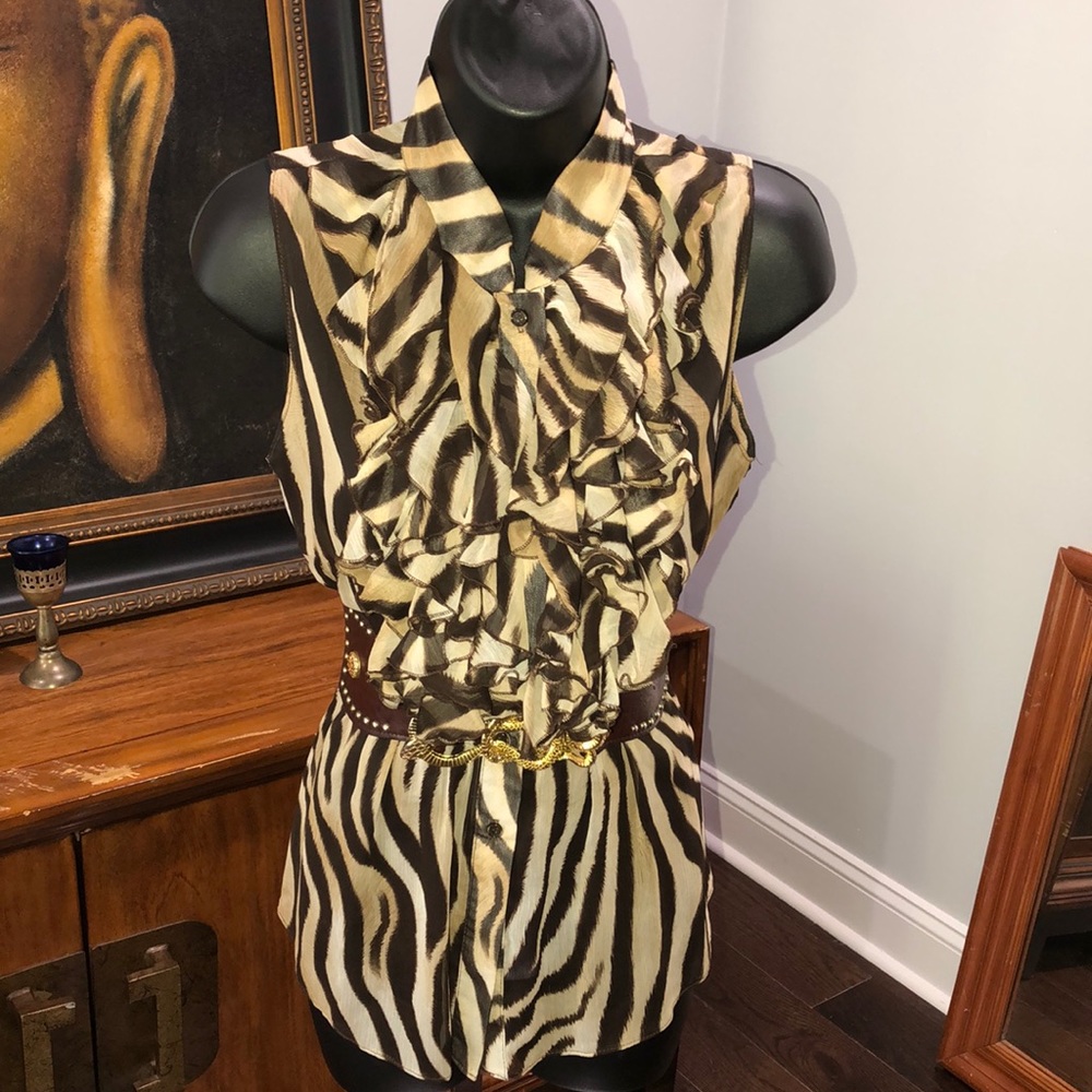 ZEBRA 🦓 PRINT RUFFLE SHIRT IN BROWN TONES